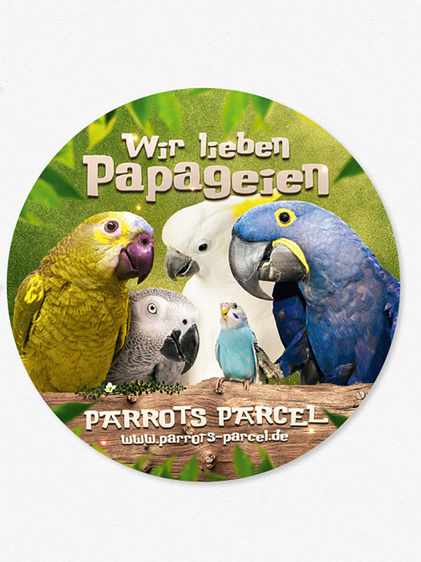 Aufkleber - Wir lieben Papageien